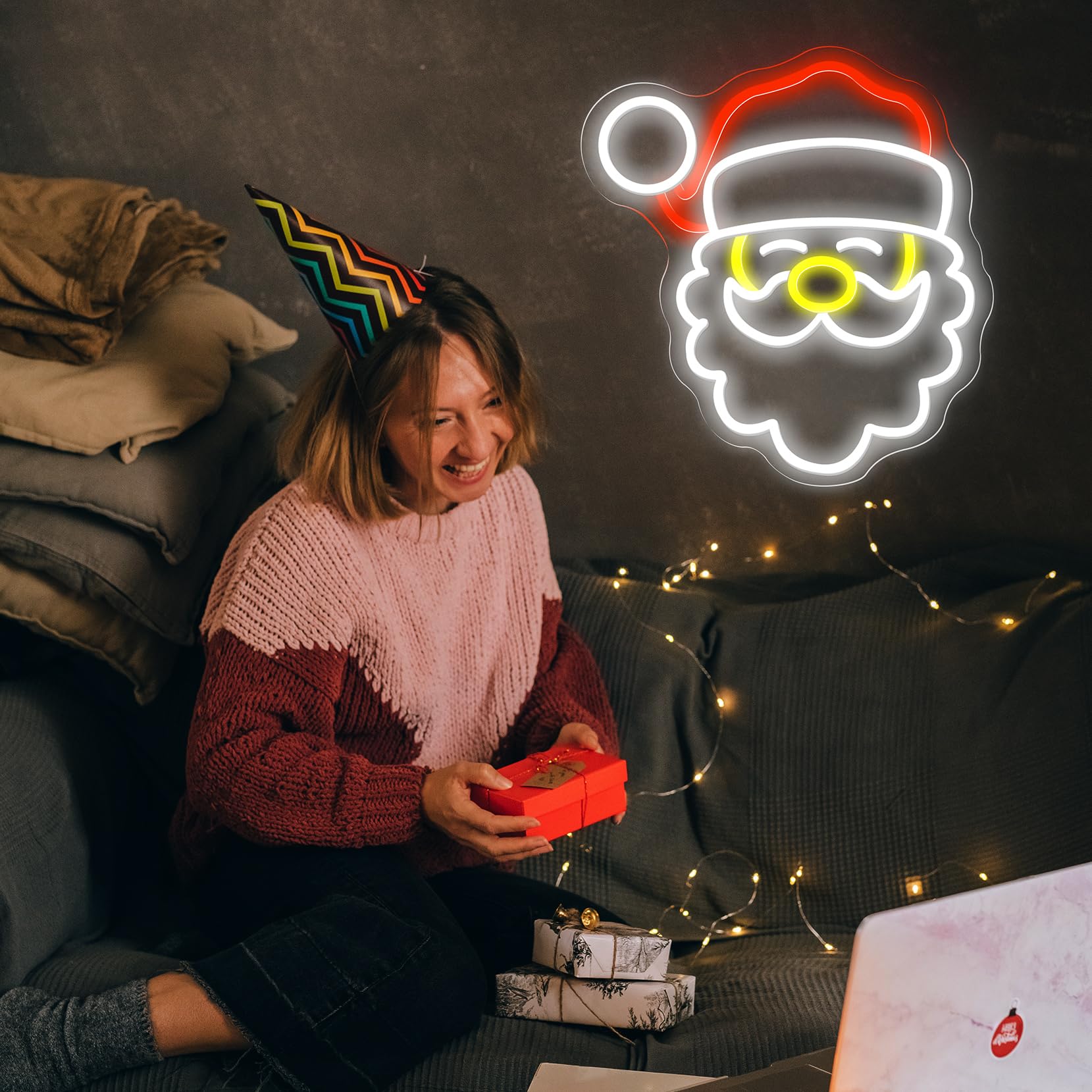 Amazon.co.jp: サンタクロースネオンサインカスタムクリスマスネオン